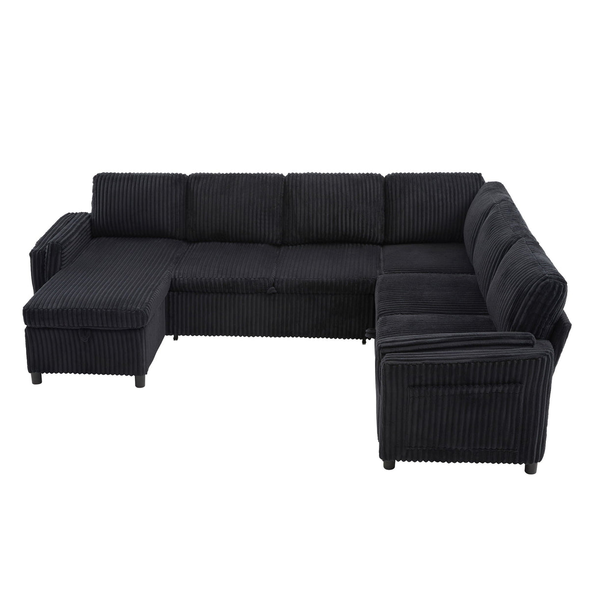 Convertible U-Shaped Sectional Sofa Bed With USB Ports And Storage