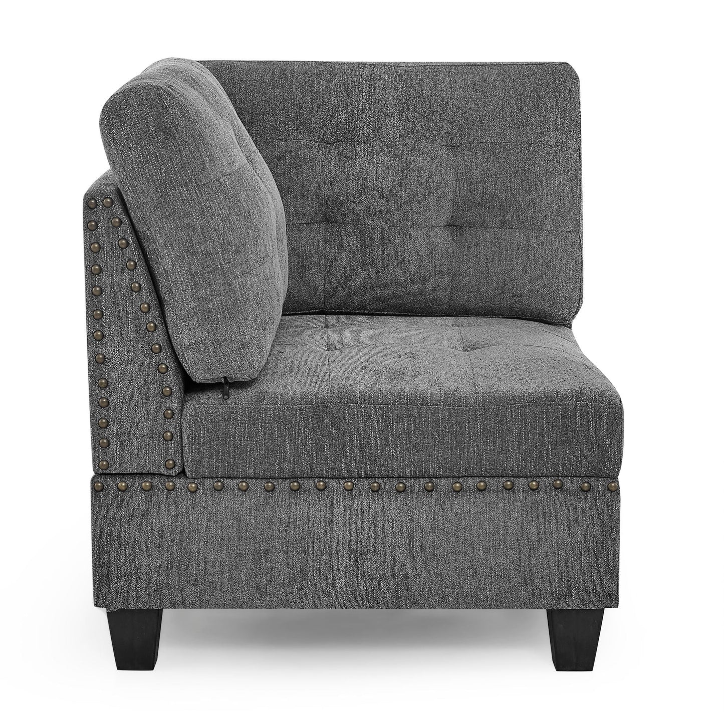 Modular Corner Sofa With Chenille Upholstery - Gray
