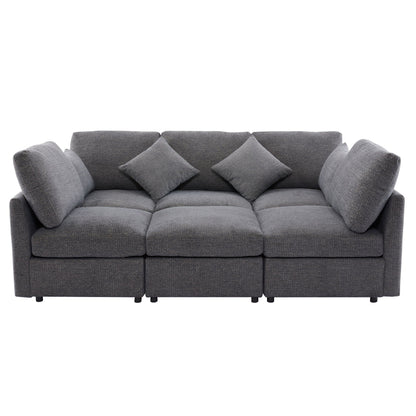 Sectional Sofa Modular U-Shaped With Ottoman & USB Ports