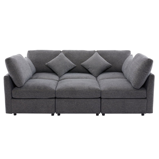 Sectional Sofa Modular U-Shaped With Ottoman & USB Ports