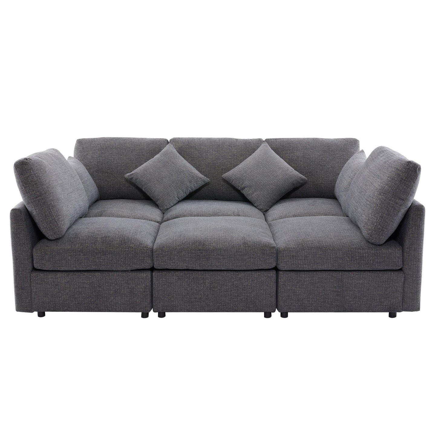 Sectional Sofa Modular U-Shaped With Ottoman & USB Ports