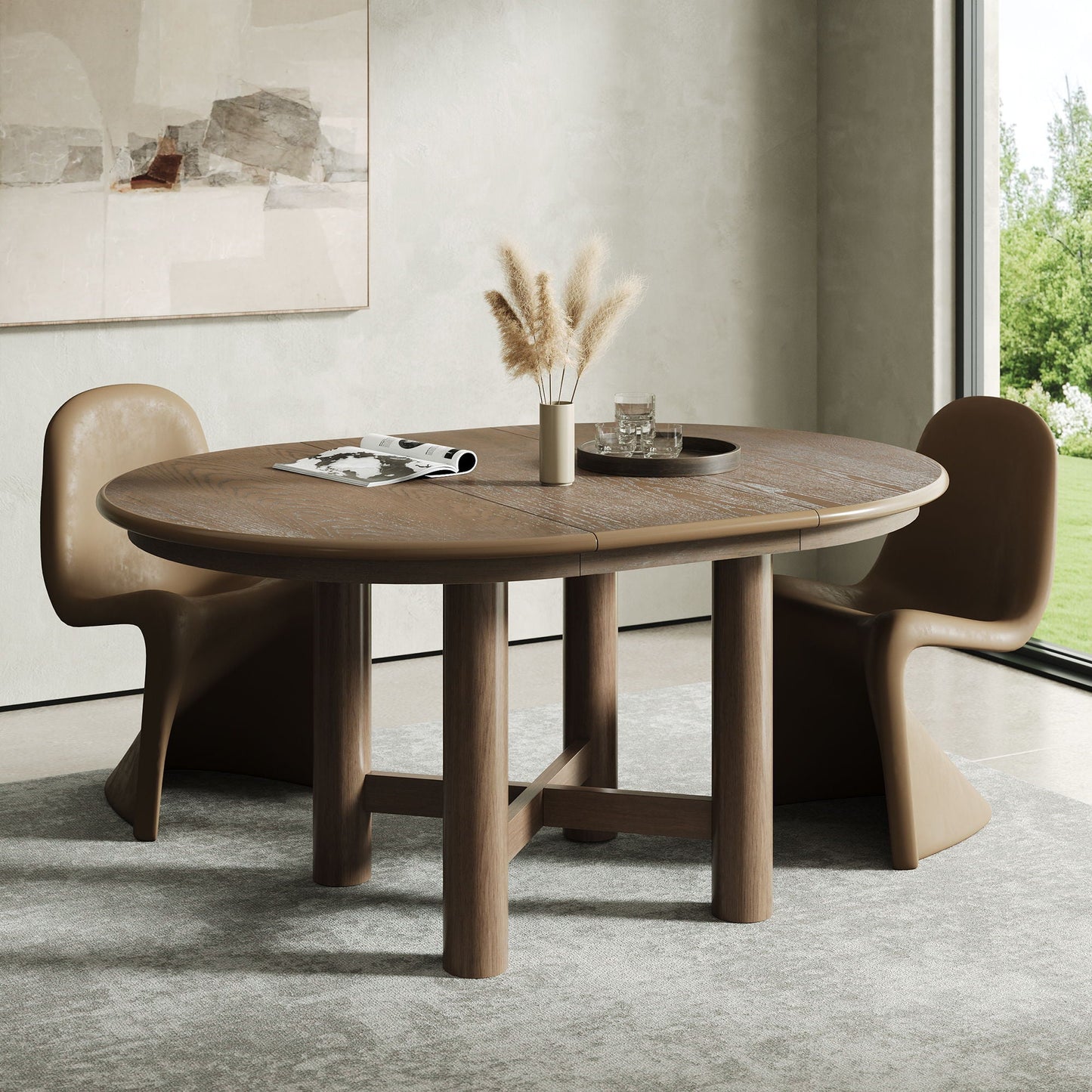 Extendable Oval Dining Table With Leaf