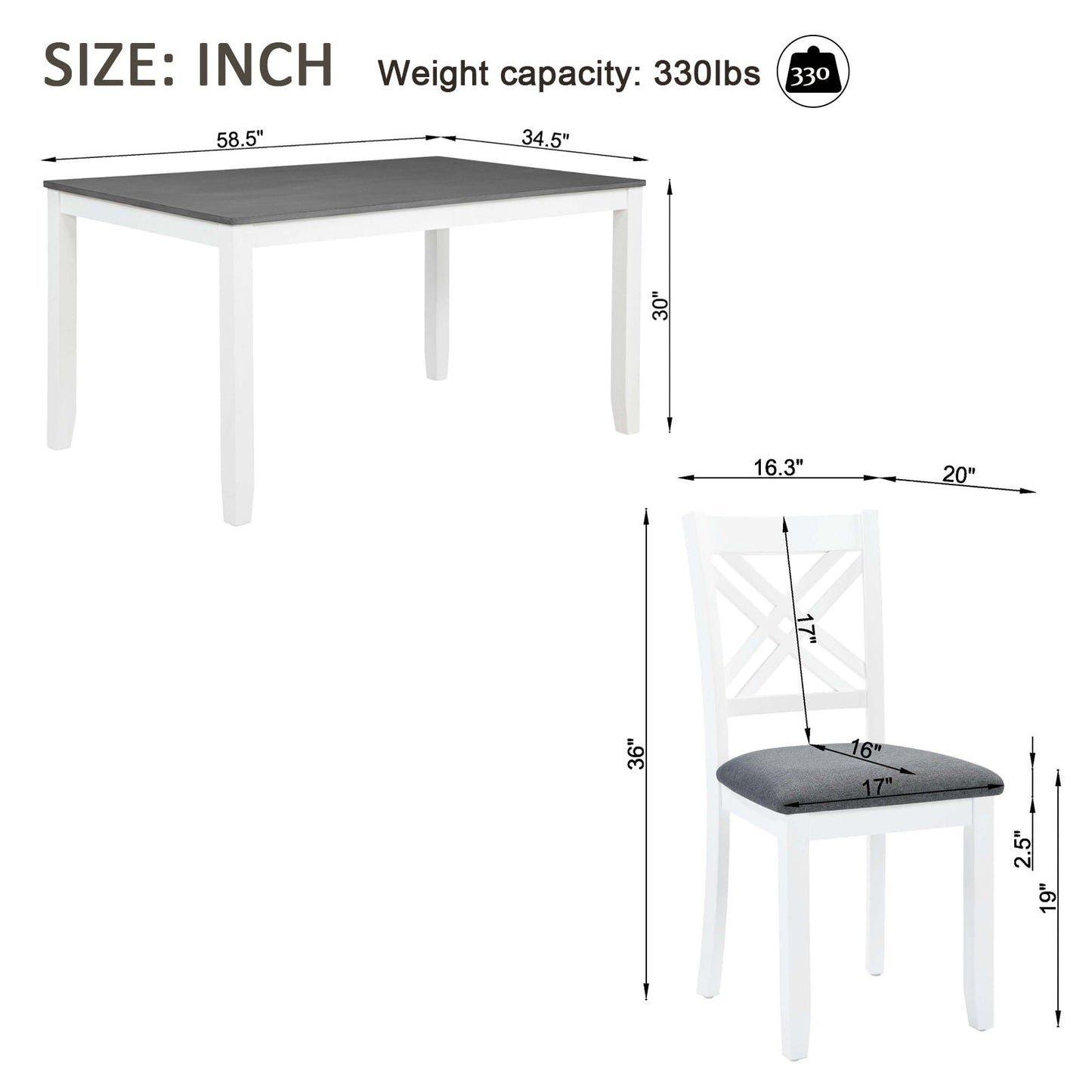 Kitchen Dining Set, Rectangular Dining Table & Upholstered Chairs