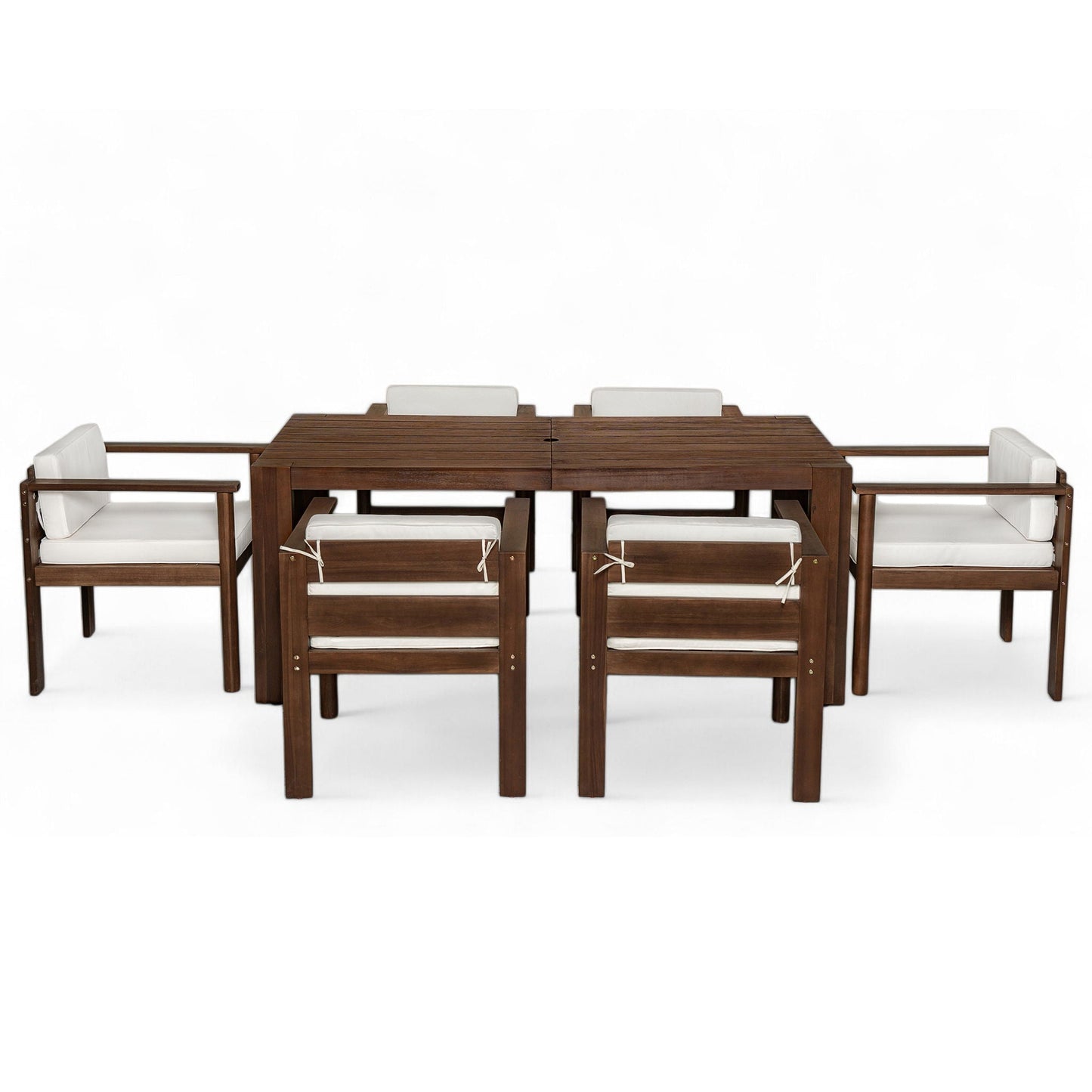 Rustic Patio Dining Set For 6 With Removable Cushions