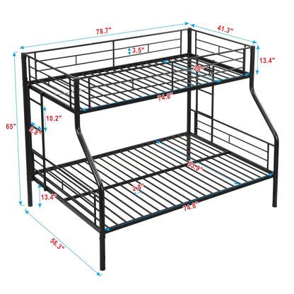 Twin Over Full Bunk Bed With Large Under-Bed Storage - Black