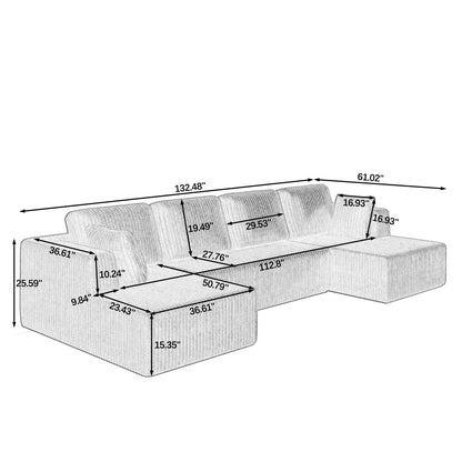 Modern Minimalist U - Shape Modular Sectional Sofa