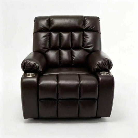 Lift Chair With Heat & Massage, 2 Pockets, 2 Cup Holders, Dual Remote - Wine Red