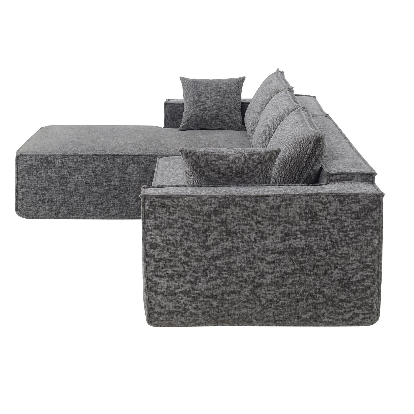 2 Pices Free Combination Minimalist Style Modular Sectional, Wrinkle Resistant Couch Set L Shaped Compressed Sofa For Living Room - Gray