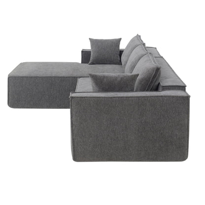2 Pices Free Combination Minimalist Style Modular Sectional, Wrinkle Resistant Couch Set L Shaped Compressed Sofa For Living Room - Gray