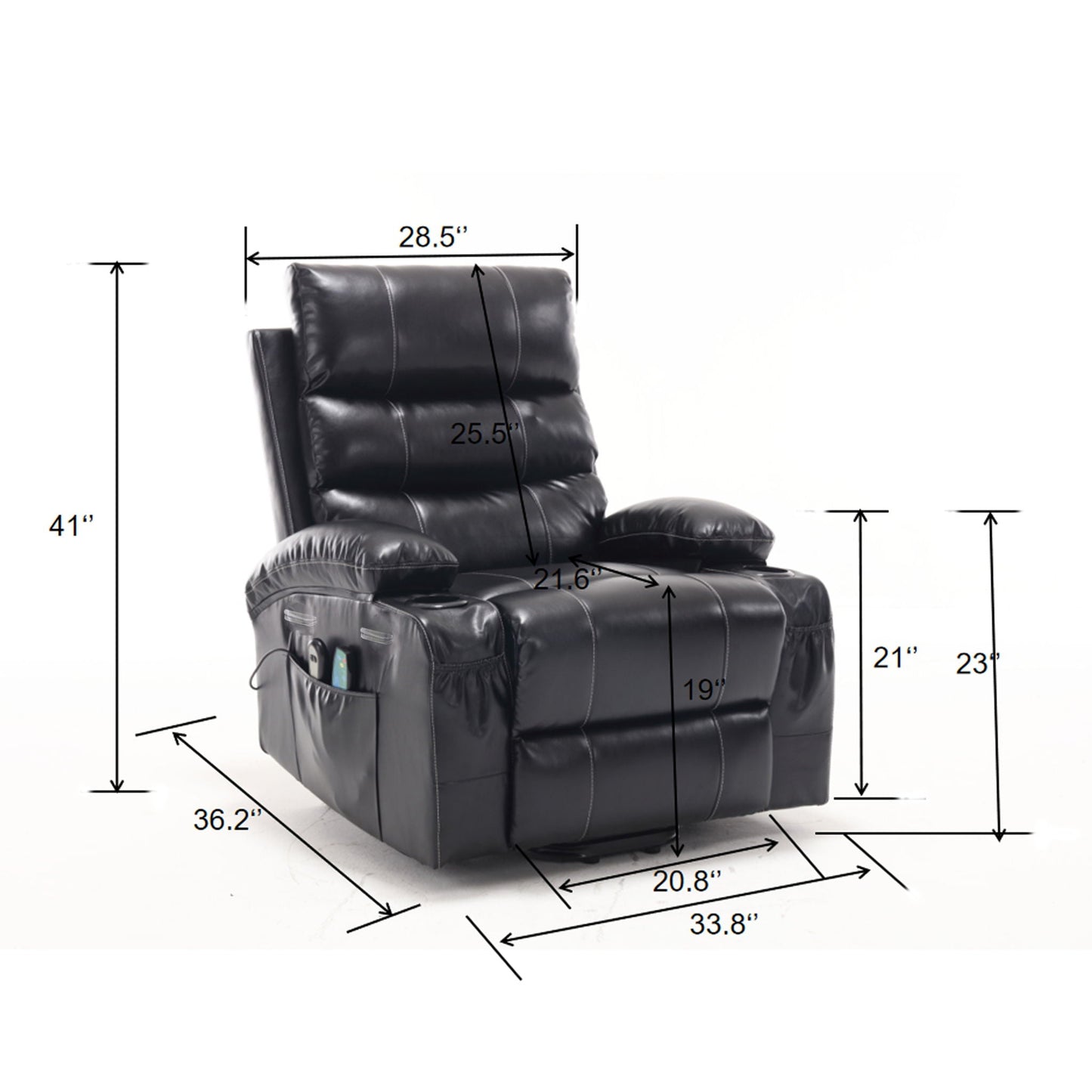 Large Size Electric Power Lift Recliner Chair Sofa With 8 Point Vibration Massage And Lumbar Heat