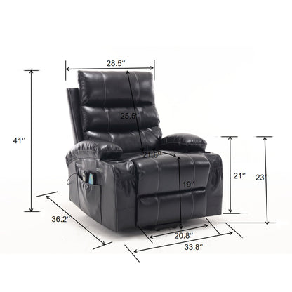 Large Size Electric Power Lift Recliner Chair Sofa With 8 Point Vibration Massage And Lumbar Heat