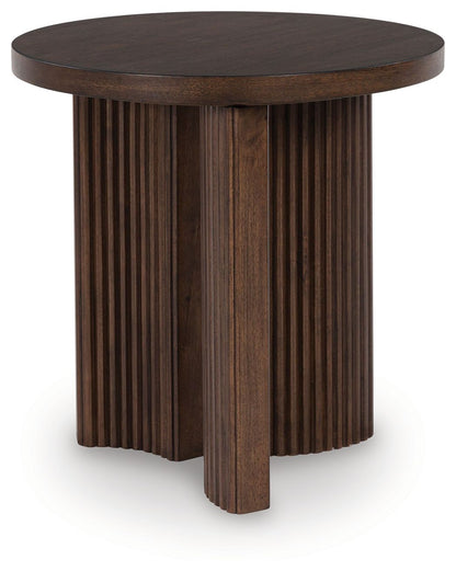 Korestone - Round End Table - Dark Brown