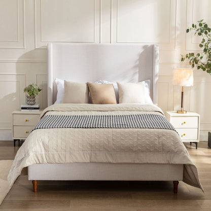 Harper - Tall Headboard Upholstered Bed / High Headboard / Elegant Simplicity / No Box Spring Needed