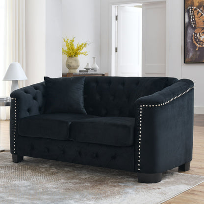 Modern Chesterfield Sofa With Tufted Backrest For Living Room