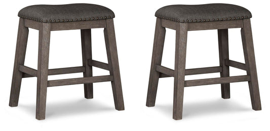 Caitbrook - Upholstered Stool (Set of 2) - Gray