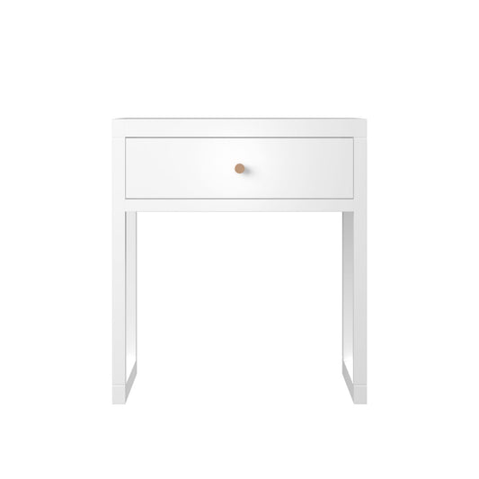 Nightstand With Drawer, Minimalist Bedside Table, Compact End Table For Bedroom - White