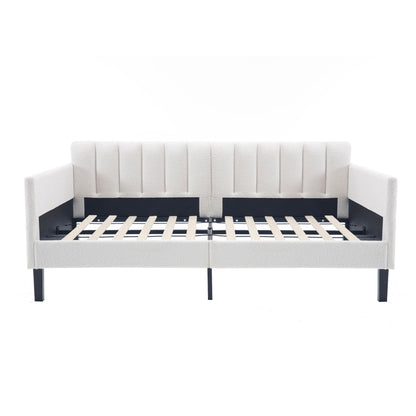 Elena - Boucle Upholstered Daybed, Ribbed Tufted Backrest