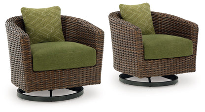 Horizon Hall - Swivel Lounge With Cushion - Brown / Green