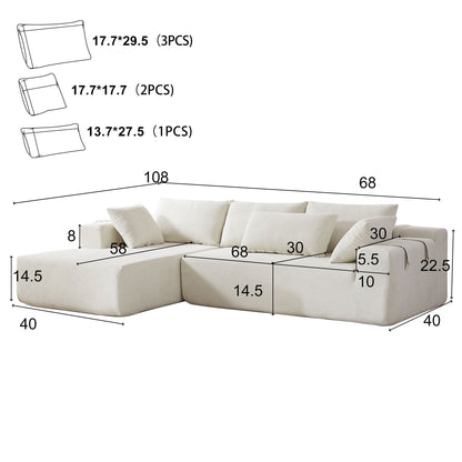 Modern Chenille Upholstered Sectional Sofa Couch Set With 6 Pillows,Free Combination