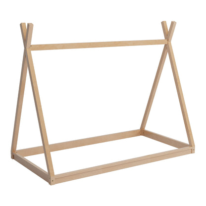 Wood Tent Bed For Kids, Montessori Style Low - Floor Bed, House-Shape Tent Bed Frame