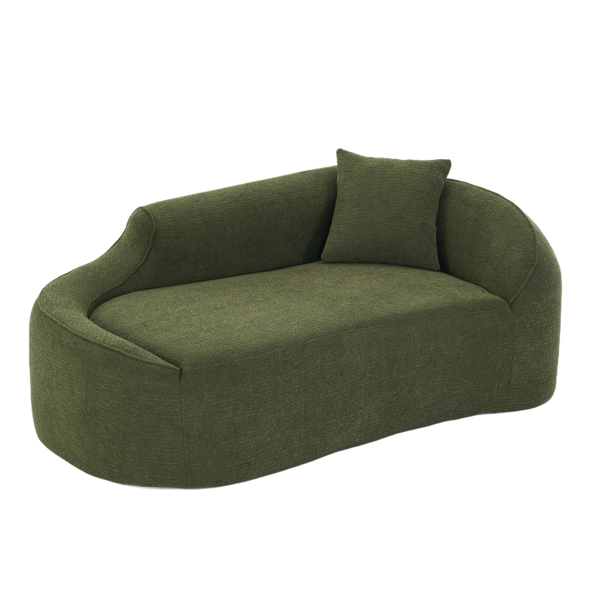 Compression Curved Chaise Longue Chair Indoor Loveseat Sofa Bed With Deep Seat And Pillow - Green