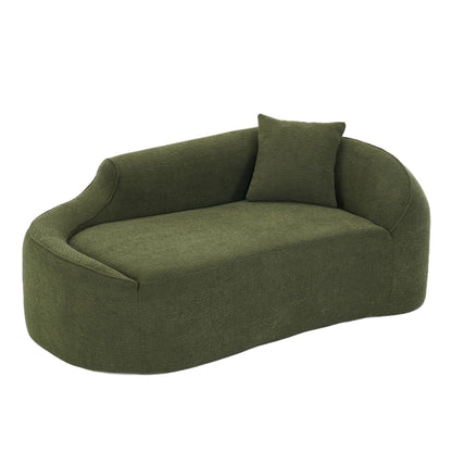 Compression Curved Chaise Longue Chair Indoor Loveseat Sofa Bed With Deep Seat And Pillow - Green