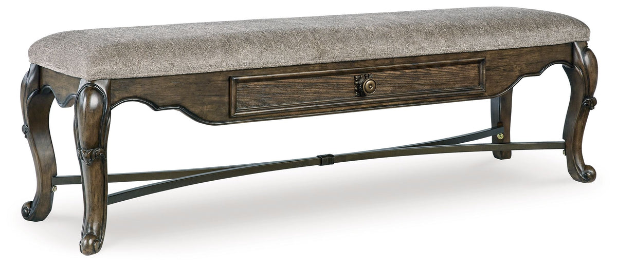 Maylee - Upholstered Storage Bench - Dark Brown