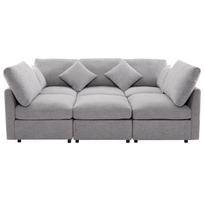 Sectional Sofa Modular U-Shaped With Ottoman & USB Ports