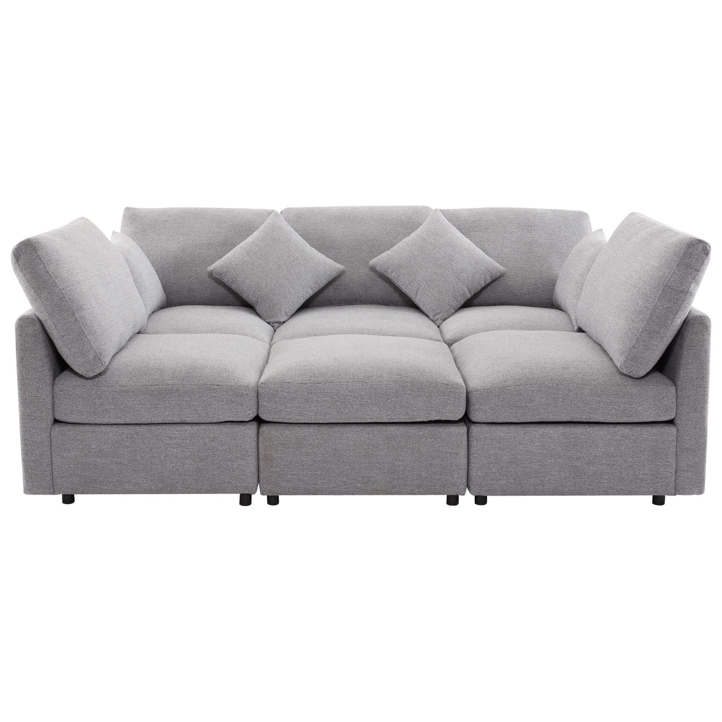 Sectional Sofa Modular U-Shaped With Ottoman & USB Ports