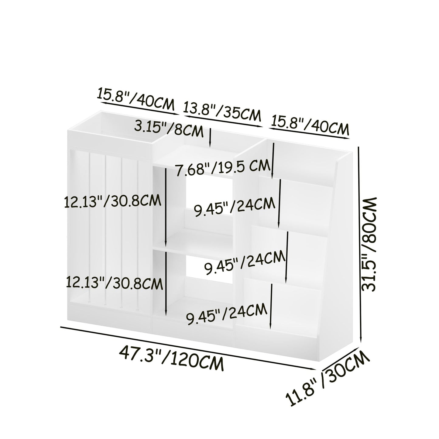 Bookshelf And Toy Storage, 3 Tier Montessori Bookcase With Stuffed Animal Organizer - White