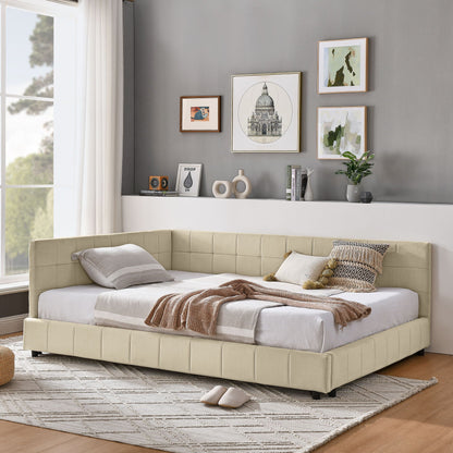 Upholstered Storage Tufted Bed Frame With Backrest And Armrests
