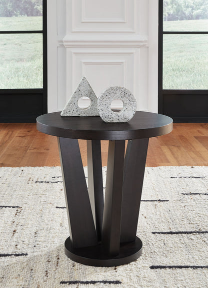 Chasinfield Dark Brown Round End Table