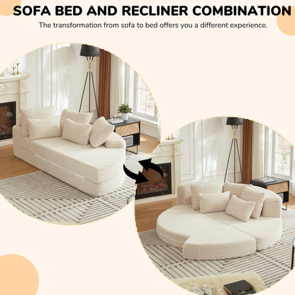 Semi Circular 2 In 1 Sofa Bed With Neck Pillow