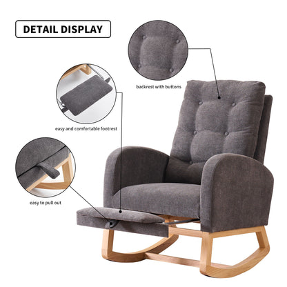 Accent Rocking Chair With Footrest, High Back