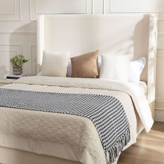 Harper - California King Size Tall Headboard Upholstered Bed - Ivory