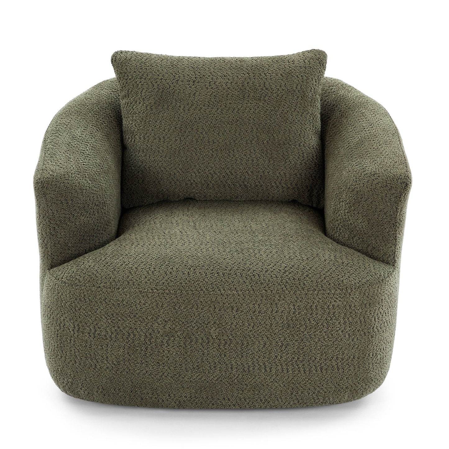 360° Swivel Barrel Sofa Chair With Throw Pillow, Upholstered Accent Chair