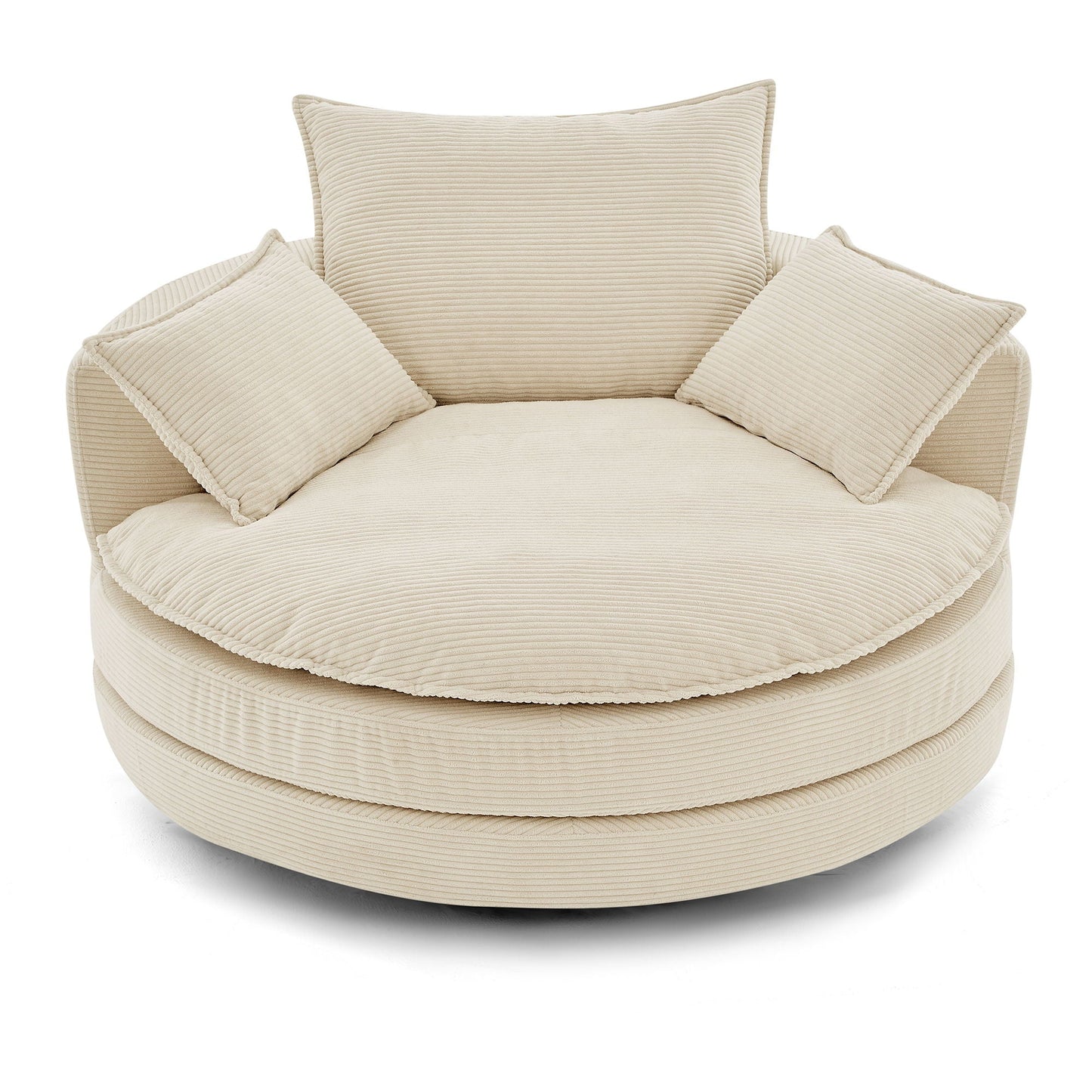 360° Swivel Accent Barrel Chair With Dual Layer Cushion And 3 Removable Pillows