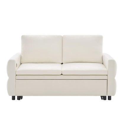 Convertible Sofa Bed Loveseat With Adjustable Backrest And USB Ports