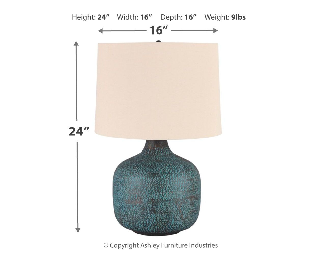 Malthace - Metal Table Lamp  - Patina