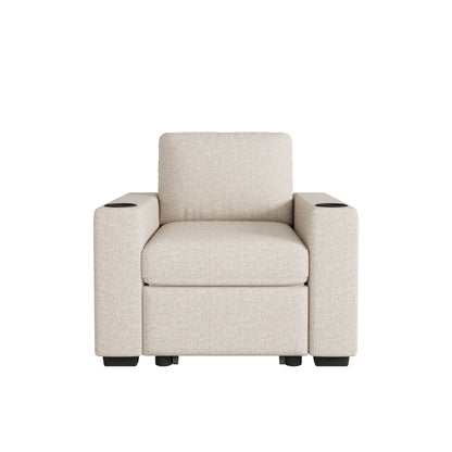 Single Pull Out Sofa Bed With USB Ports And Cup Holders