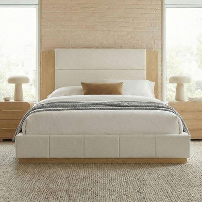 Modern Upholstered Platform Bed With Extended Headboard