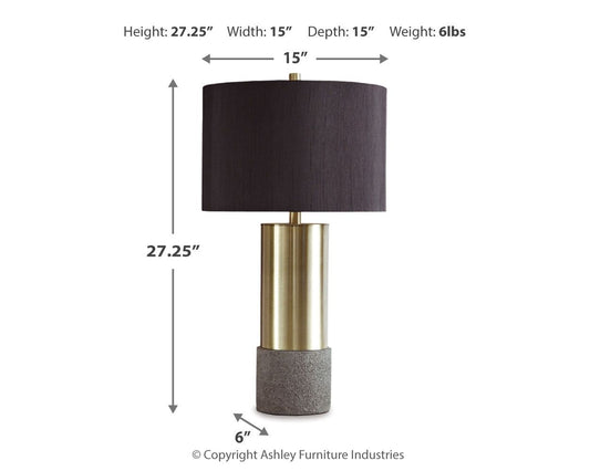 Jacek - Metal Table Lamp (Set of 2) - Gray / Brass Finish