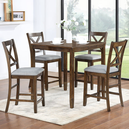 5 Piece Dining Table Set, Wooden Dining Square Table Set For 4