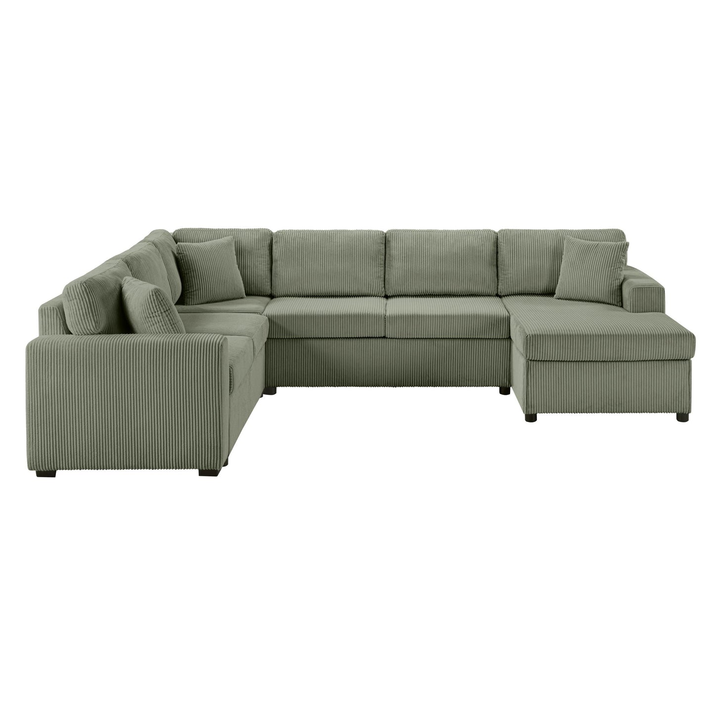 Oversized Sectional U-Shaped Sofa With Chaise Lounge And Three Soft Throw Pillows