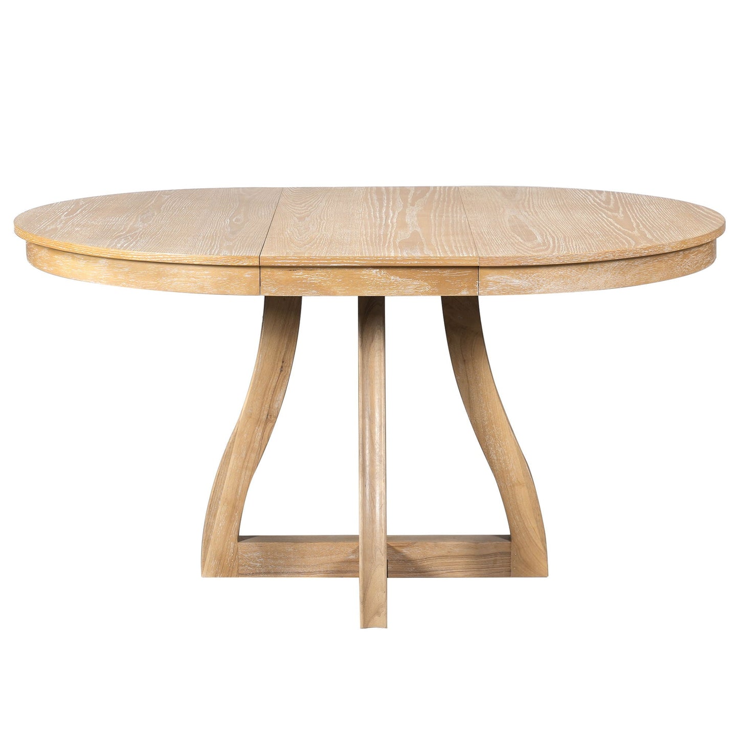 Round Extendable Dining Tabl, Middle Leaf, Curved Legs
