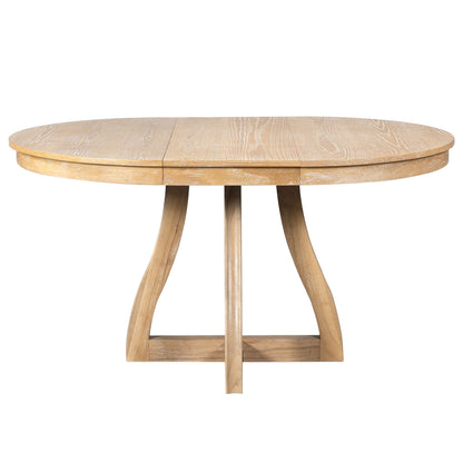 Round Extendable Dining Tabl, Middle Leaf, Curved Legs