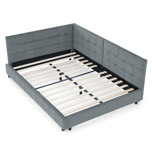 Elegant Storage Upholstered Tufted Bed Frame With Backrest And Armrests