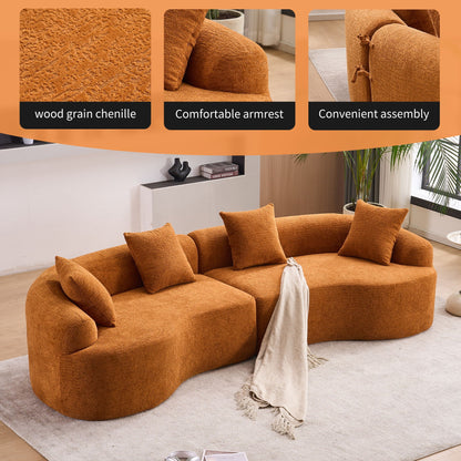 4 Seater Sofa With Chenille Fabric, 30D, 60 Hardness Full Sponge, 4 Pillow For Living Room, Home Furniture Sleeper Sectional Sofa For Apartment