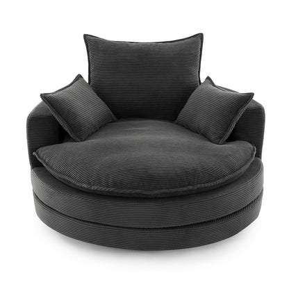 360° Swivel Accent Barrel Chair With Dual Layer Cushion And 3 Removable Pillows