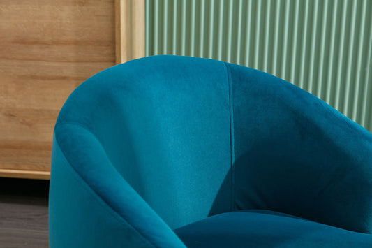 Swivel Accent Armchair Barrel Chair With Powder Coating Metal Ring